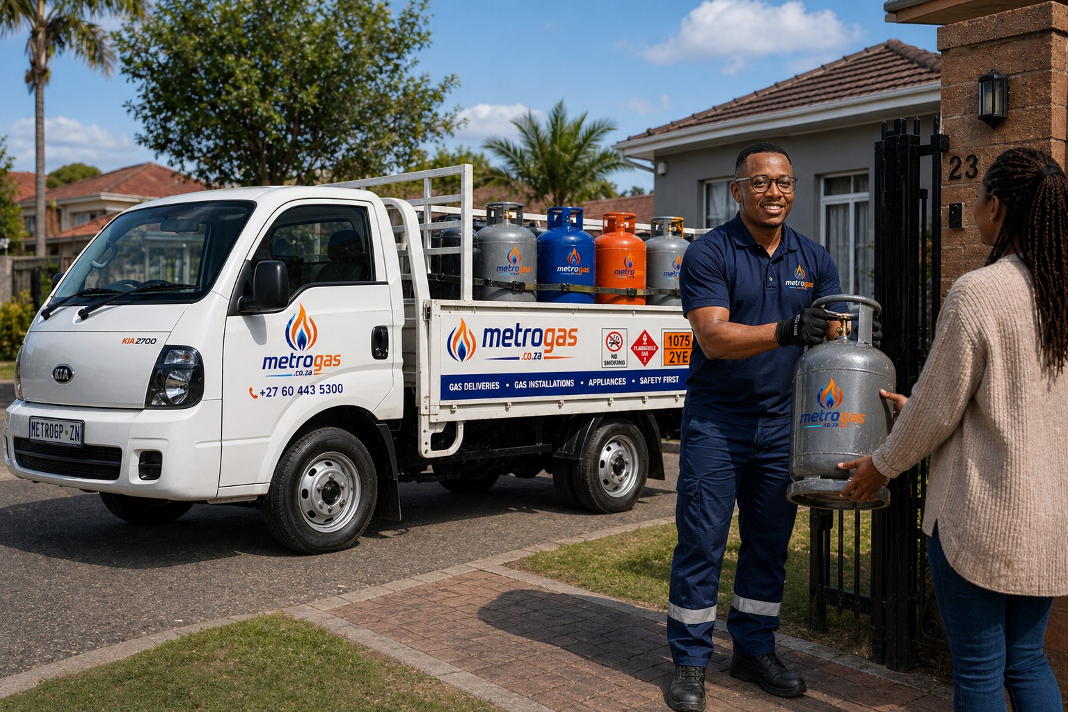 Gas delivery truck with driver